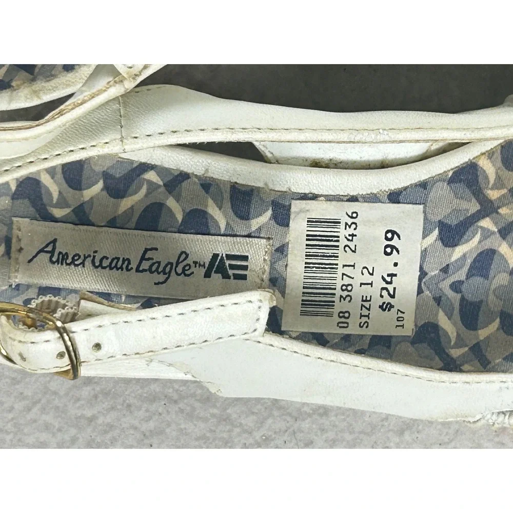 American Eagle Slingback Wedge Sandals Kids Size 12 White Coquette Dress Shoes